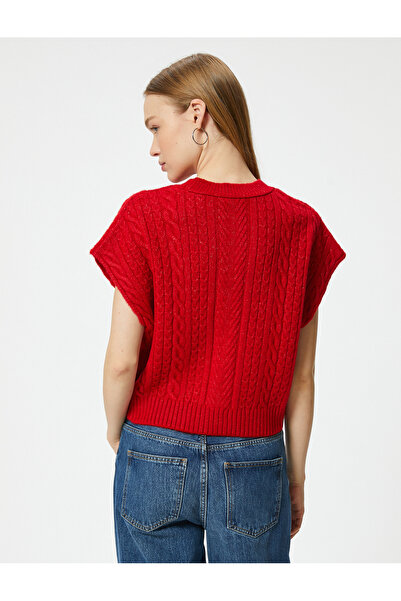 Koton Strukturierter Strickpullover mit Rundhalsausschnitt und Fledermausärmeln