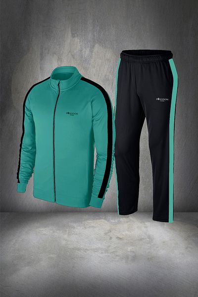 POSEIDON STORM Men's Large Size Water Green Training Fitness Tracksuit Set - 4-10x Custom Supra Combed Cotton
