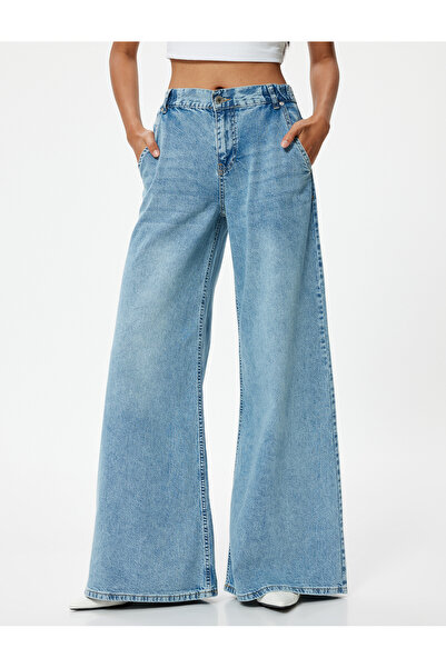 Koton Blugi Bianca cu picioare late - Blugi cu picioare late, nasture standard în talie