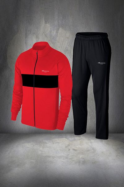 POSEIDON STORM Red Men's Tracksuit Set - Oversize, Supra Combed Cotton, Anti-Sweat, Breathable 4xl