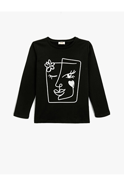 Koton T-Shirt mit langen Ärmeln und Rundhalsausschnitt aus Baumwolle mit Print