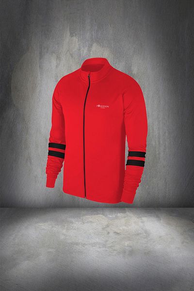 POSEIDON STORM Men's Red Custom Supra Combed Cotton Running Set - Plus Size, Zippered Jacket and Sweatpants 4xl-10xl