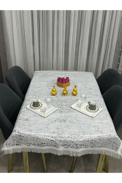 zeyrek tekstil Lüks Silinebilir Hijyenik Şeffaf Kaplama Pvc Muşamba Masa Örtüsü Kenarı Püsküllü