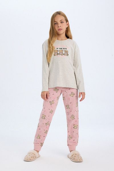 DeFacto 2-teiliges Pyjama-Set für Mädchen mit normaler Passform D6320A8NS