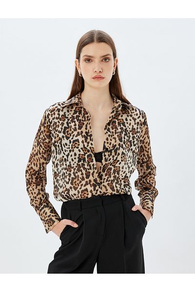 Koton Cămașă cu mânecă lungă cu imprimeu leopard
