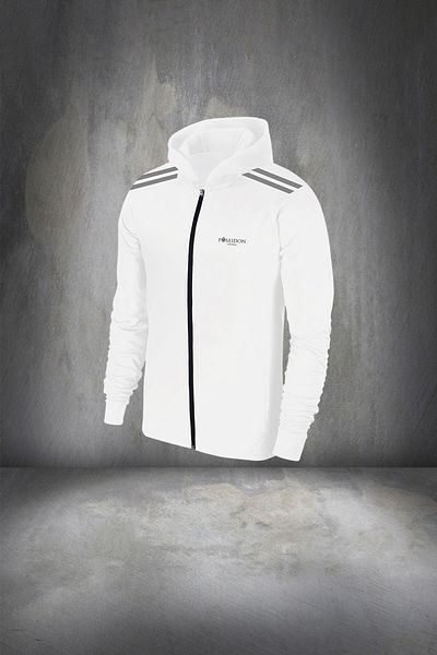 POSEIDON STORM Men's White Tracksuit Set - Plus Size, Comfortable Hood, Pocket, Supra Combed Cotton Fabric 4xl-10xl
