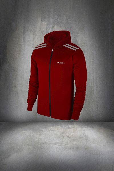 POSEIDON STORM Men's Claret Red Supra Combed Cotton - Zippered Hooded Running and Walking Set 4xl-10xl