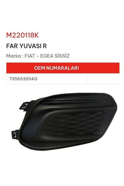 MARAL Right Fogless Fog Light Holder - Egea