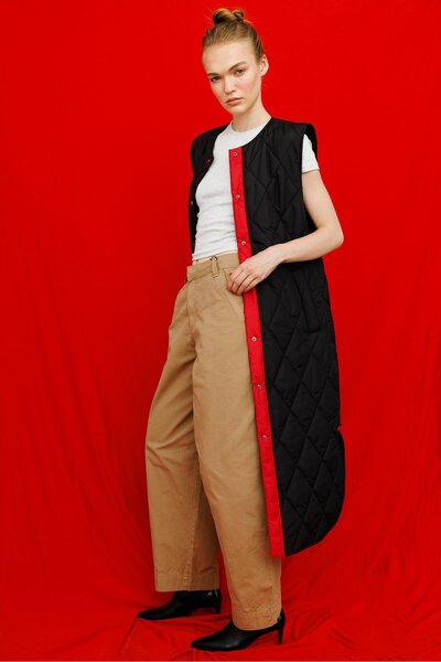 Micca Armonia Çıt Çıt Kapamalı Renk Detayları ile Süslenmiş Zamansız Spor Yelek-Siyah