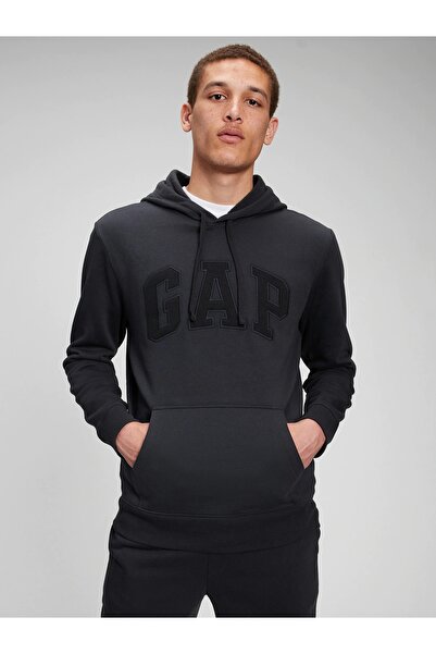 GAP Men's Black Logo Hooded Sweatshirt
