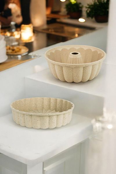 Umut 2Pcs Granite Cast Cake and Tart Mold 26cm Cream Slice Pie Mold Cake Mold
