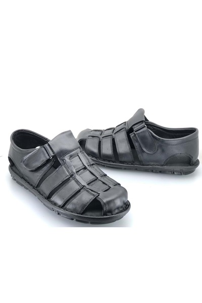 Kocamanlar Ayakkabı Kocamanlar 100% γνήσιο δέρμα Full Orthopedic Ανδρικά Σανδάλια ΜΑΥΡΟ