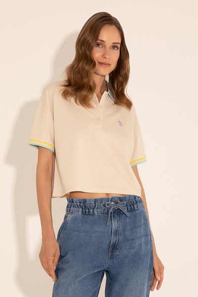 U.S. Polo Assn. Tricou crem cu gât polo pentru femei 50285879 -vr071