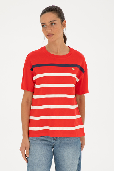 U.S. Polo Assn. Women's Red Crew Neck T-Shirt 50286110-Vr030