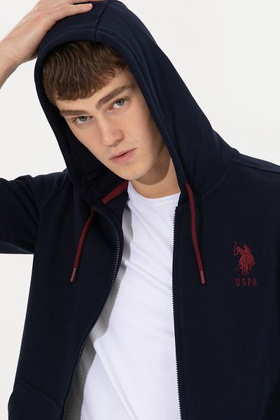 U.S. Polo Assn. Men's Navy Blue Hooded Knitted Cardigan 50253132 -Vr033