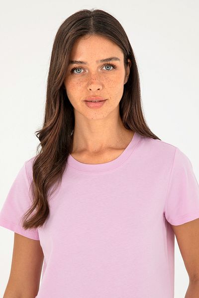 U.S. Polo Assn. تي شيرت نسائي أساسي برقبة دائرية باللون الوردي 50296152 -vr041