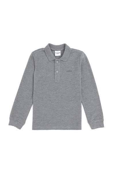 U.S. Polo Assn. Boy's Gray Melange Basic Polo Neck Sweatshirt 50293745 -Vr086