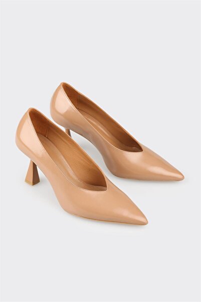 Elle Shoes Naturel Deri Kadın Stiletto