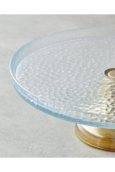 English Home 28 cm Transparent-Gold Nova Glass Cake Stand