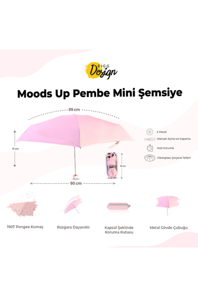 Biggdesign Nálady Up Pembe Mini-Regenschirm