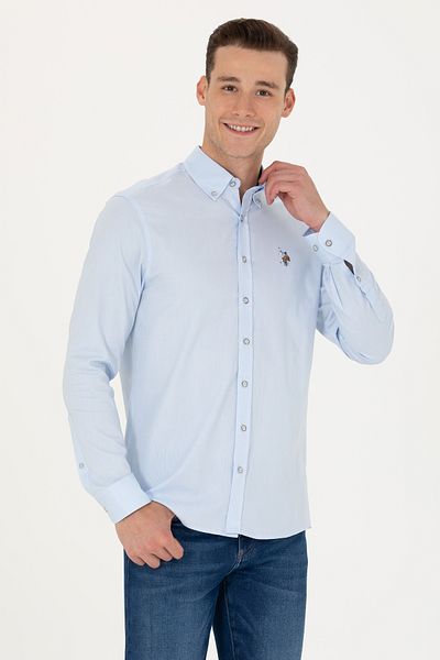 U.S. Polo Assn. Мъжка светлосиня базова риза с дълъг ръкав 50271276 -Vr003