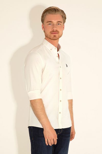 U.S. Polo Assn. Μακρυμάνικο Basic ανδρικό πουκάμισο - Stone 50288629 -vr049