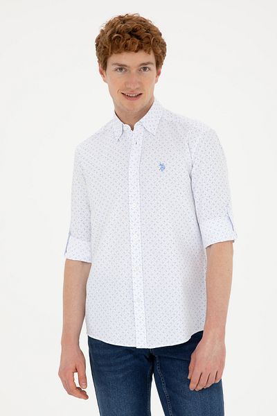 U.S. Polo Assn. Men's Saks Printed White Shirt 50288655 -Vr045