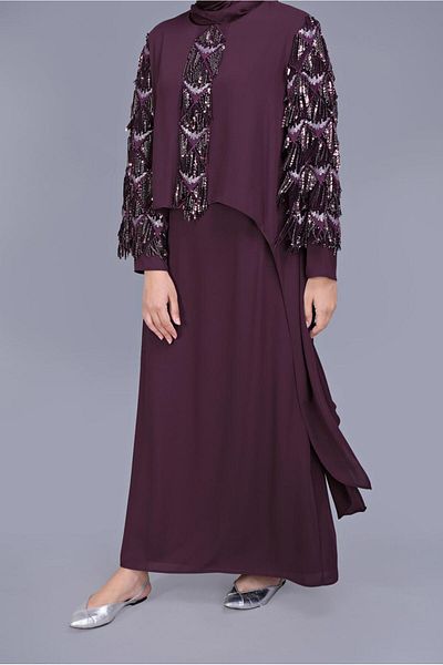TRENDTESETTÜR Rochie de seară pentru femei Plum (K.MURDUM) cu paiete și paiete 5602