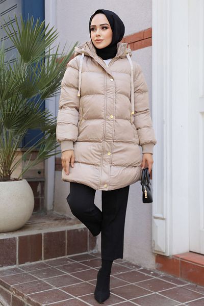Neva Style Hooded Mink Hijab Puffer Coat 80191V