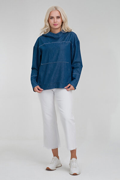 Bold & Young Жіноча туніка з капюшоном, брудними швами, кишенями та кишенями на стегнах, з суміші ліоцелю та бавовни