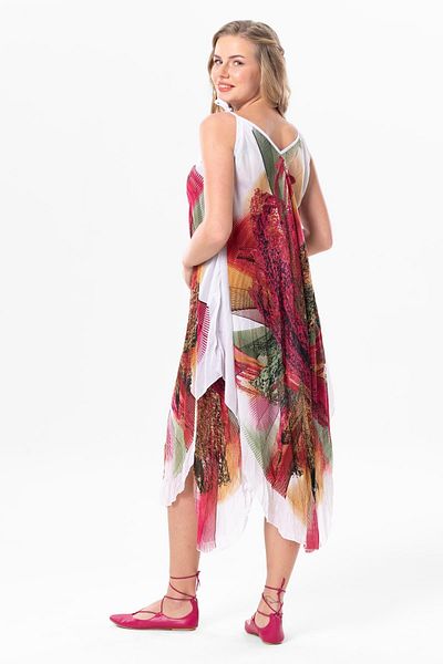 Eliş Şile Bezi Λευκό Μίντι Καλοκαιρινό Φόρεμα - Strappy Voile Aphrodite 6203