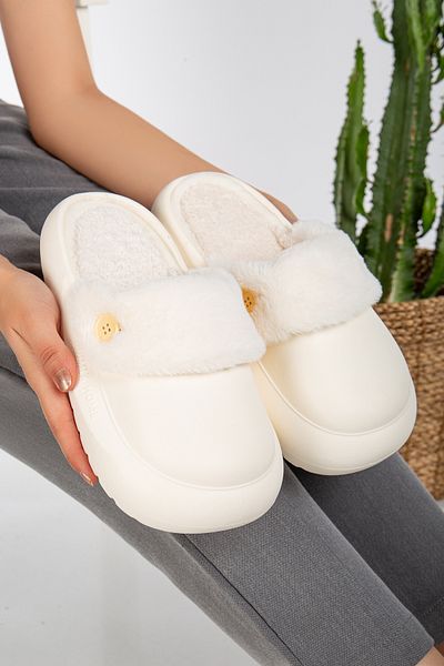 PLN SHOES Eva Sole Soft Silent Αποσπώμενες Γούνινες Χειμερινές Παντόφλες Σπιτιού