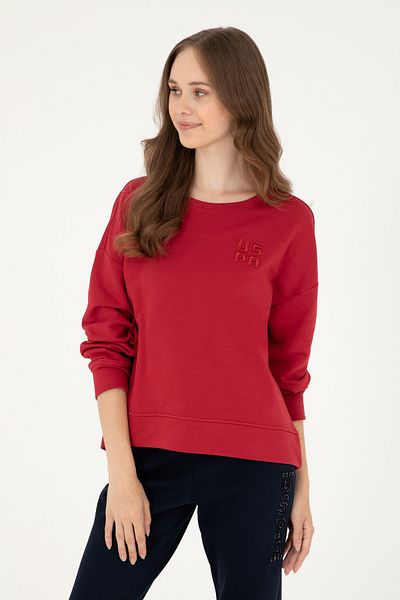 U.S. Polo Assn. Women's Red Basic Crew Neck Sweatshirt 50296919 -Vr030