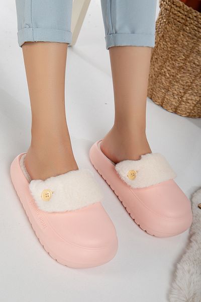 PLN SHOES Eva Sole Soft Silent Αποσπώμενες Γούνινες Χειμερινές Παντόφλες Σπιτιού