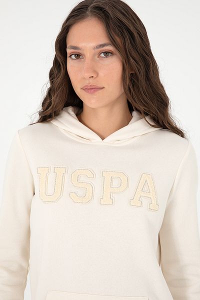 U.S. Polo Assn. Hanorac de bază cu glugă crem pentru femei 50296931 -vr071