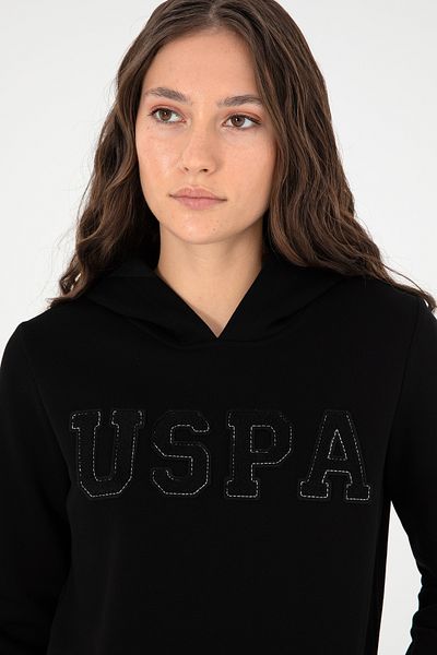 U.S. Polo Assn. Hanorac negru de bază cu glugă pentru femei 50296931 -vr046