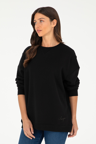 U.S. Polo Assn. سويت شيرت نسائي أسود برقبة دائرية 50297060-VR046