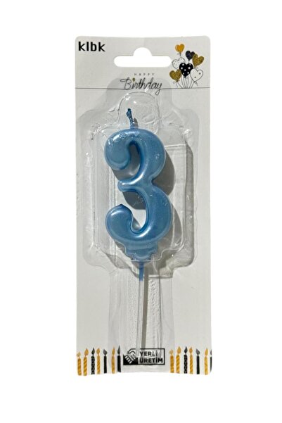 ALYA -BUTIK 3 yaş doğum günü büyük rakam sayılı pasta mumu mavi renk rakam mum