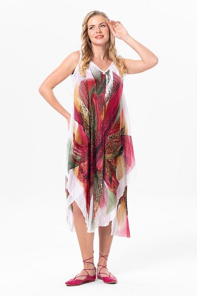 Eliş Şile Bezi Λευκό Μίντι Καλοκαιρινό Φόρεμα - Strappy Voile Aphrodite 6203