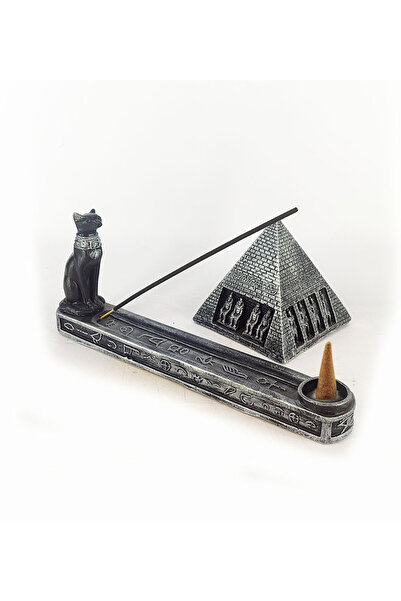 Genel Markalar Antik Mısır Serisi Kutsal Kedi Çubuk ve Konik Tütsülük, Pirami...