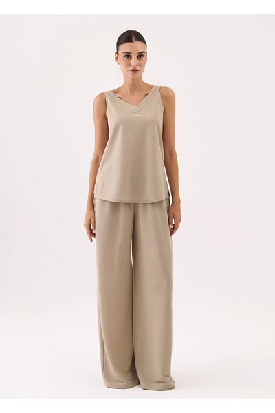 allys Pant with Pocket Bol Cut Pant - Collar Detail Sleeveless Bluz