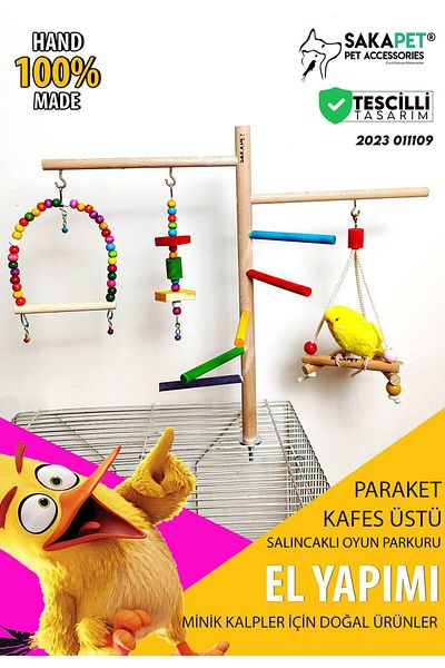 SAKAPET Giant Entertainment Platform - Paraket Cage Top Hanging Swing, Ts09
