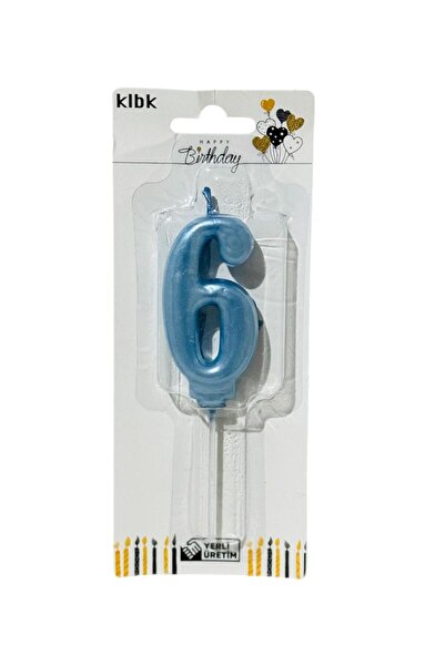ALYA -butık 6 Yaş Doğum Günü Büyük Rakam Sayılı Pasta Mumu Mavi Renk Rakam Mum