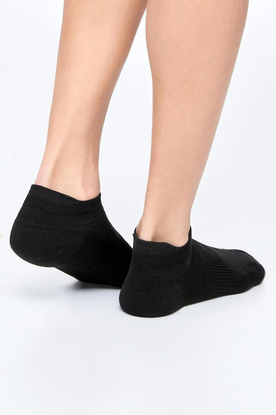 Calverton Socks 6 Pairs - Black Cotton Heel Reinforced Women's Sneaker Sports Socks