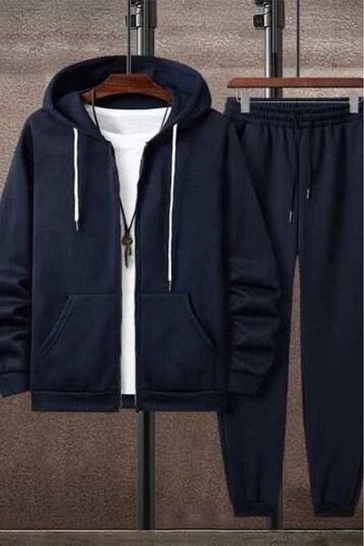 NO 601 Σετ φούτερ με φερμουάρ Unisex Navy Blue