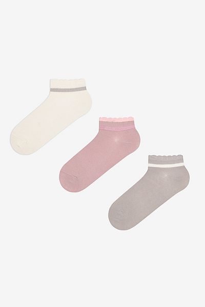 Penti Κάλτσες χωρίς ραφές Pretty Frill 3 τεμαχίων, λευκές ροζ μύτης
