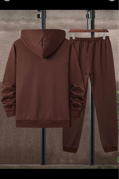 NO 601 Σετ φούτερ Unisex καφέ μπουφάν με φερμουάρ
