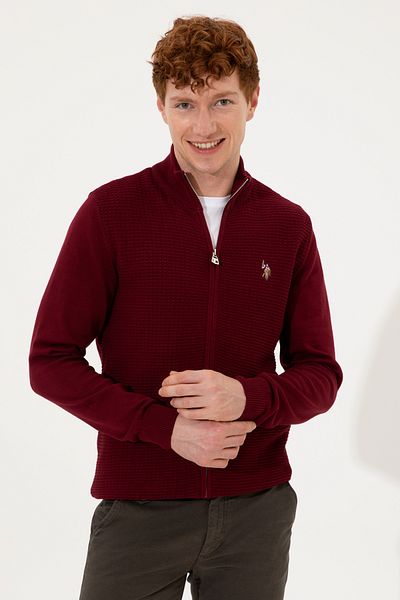 U.S. Polo Assn. Ανδρική Ζακέτα Βασική Πλεκτή Βουργουνδία 50251875 -VR014