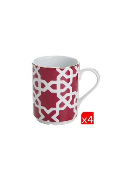 Porland Morocco Pattern Fuchsia Mug 340Cc 4 Pieces 04Ap 018899