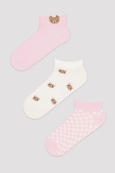 Penti Girl's Teddy Bear Patterned 3-Piece Booties